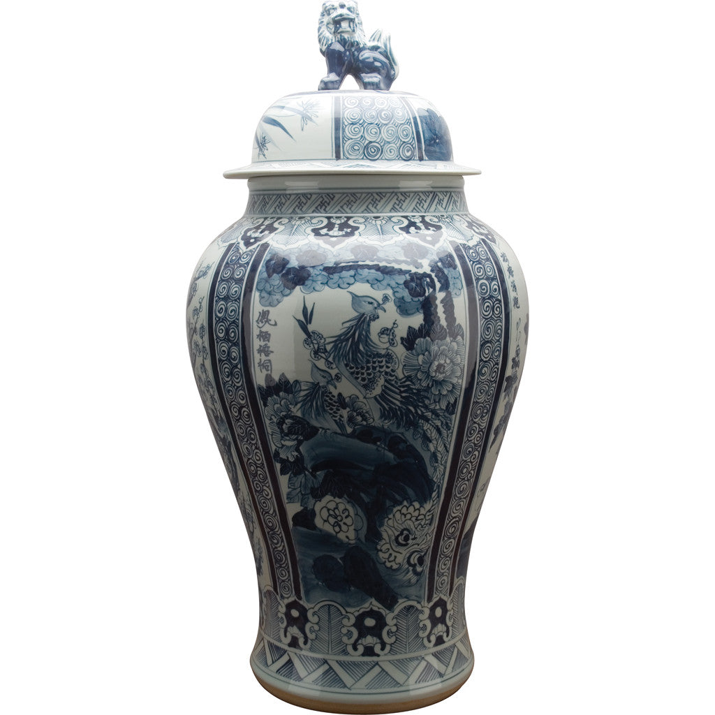 Danny's Fine Porcelain Home Decor Danny's Fine Porcelain Lion Lidded Jar - Blue And White Classic 50378
