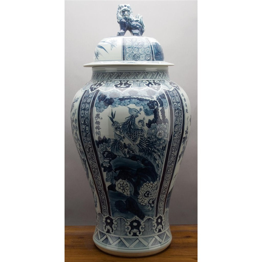 Danny's Fine Porcelain Home Decor Danny's Fine Porcelain Lion Lidded Jar - Blue And White Classic 50378