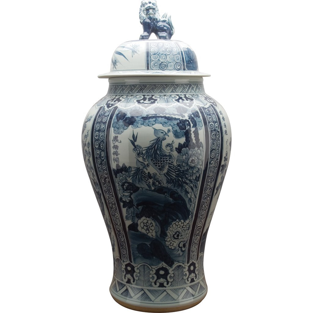 Danny's Fine Porcelain Home Decor Danny's Fine Porcelain Lion Lidded Jar - Blue And White Classic 50378