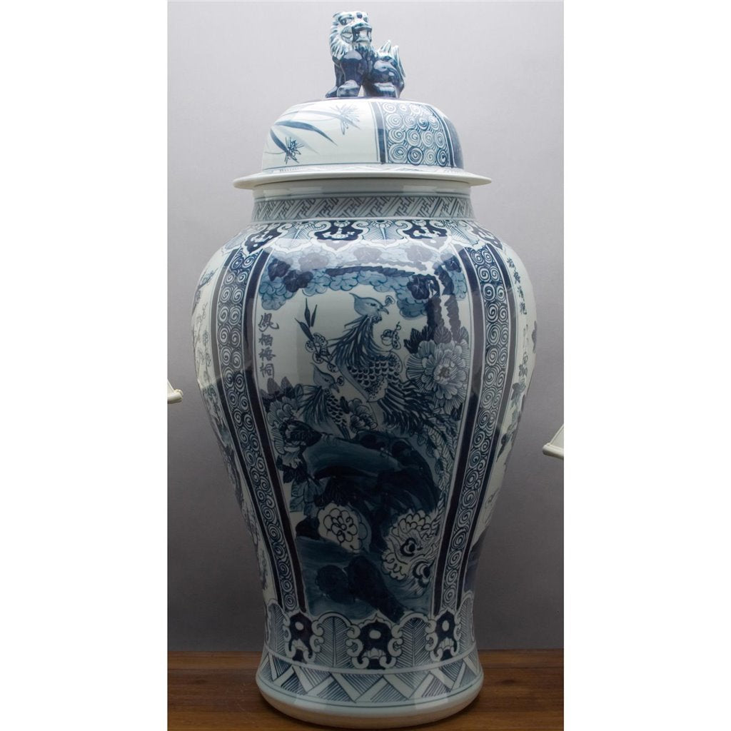 Danny's Fine Porcelain Home Decor Danny's Fine Porcelain Lion Lidded Jar - Blue And White Classic 50378
