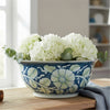 Danny's Fine Porcelain Home Decor Danny's Fine Porcelain Lipped Round Basin-Blue and Green Flower