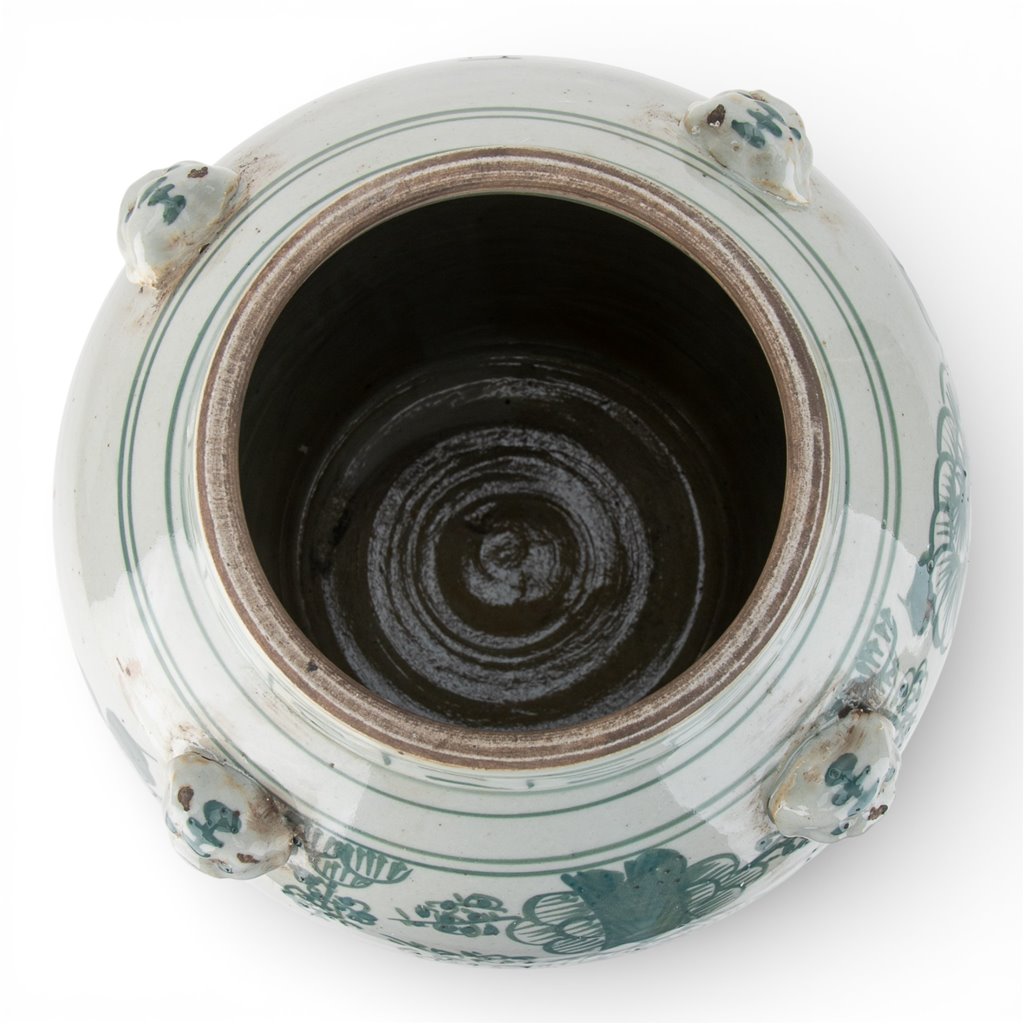 Danny's Fine Porcelain Home Decor Danny's Fine Porcelain Med Antiqued Finish Warrior Jar-Green Flower Bird
