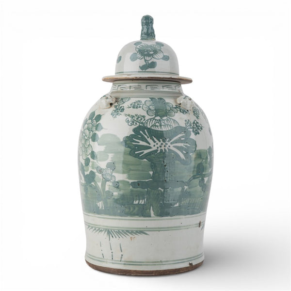 Danny's Fine Porcelain Home Decor Danny's Fine Porcelain Med Antiqued Finish Warrior Jar-Green Flower Bird