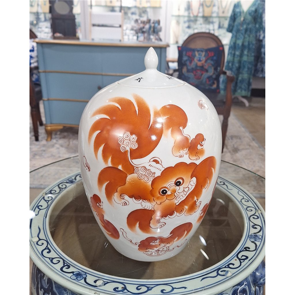 Danny's Fine Porcelain Home Decor Danny's Fine Porcelain MELON JAR -RED LION 51093