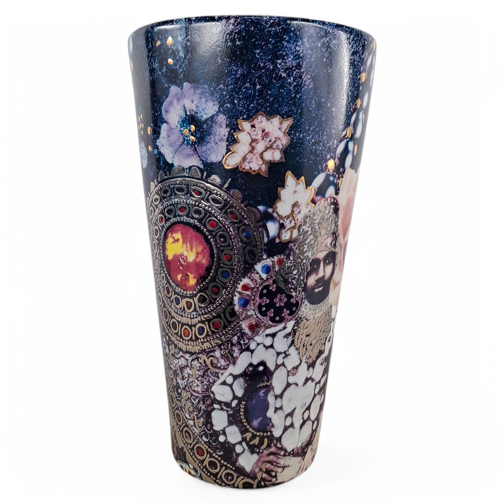 Danny's Fine Porcelain Home Decor Danny's Fine Porcelain Midnight Blossom Vasetall Tapered Vase Featuring An - CLOSEOUT SAMPLE SALE