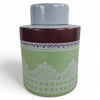 Danny's Fine Porcelain Home Decor Danny's Fine Porcelain Mint Lace Jarcylindrical Lidded Jar Featuring Soft Mint Green Panels with - CLOSEOUT SAMPLE SALE