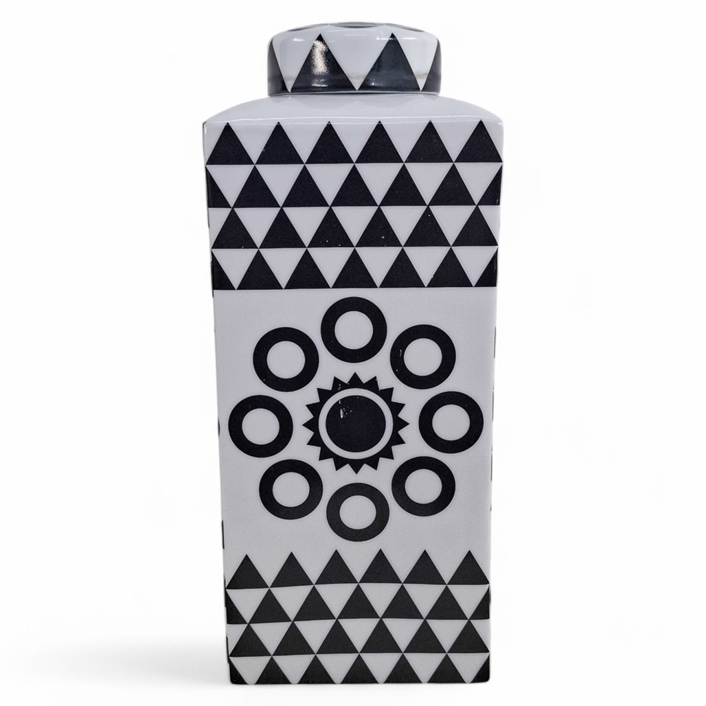 Danny's Fine Porcelain Home Decor Danny's Fine Porcelain Mod Geometry Jarrectangular Lidded Jar Featuring Bold - CLOSEOUT SAMPLE SALE