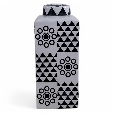 Danny's Fine Porcelain Home Decor Danny's Fine Porcelain Mod Geometry Jarrectangular Lidded Jar Featuring Bold - CLOSEOUT SAMPLE SALE