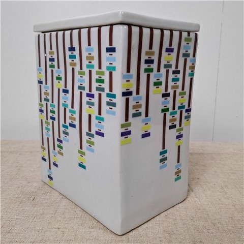 Danny's Fine Porcelain Home Decor Danny's Fine Porcelain Multicolor Stick Vasetall White Vase Featuring Cascading Multicolor Linear - CLOSEOUT SAMPLE SALE