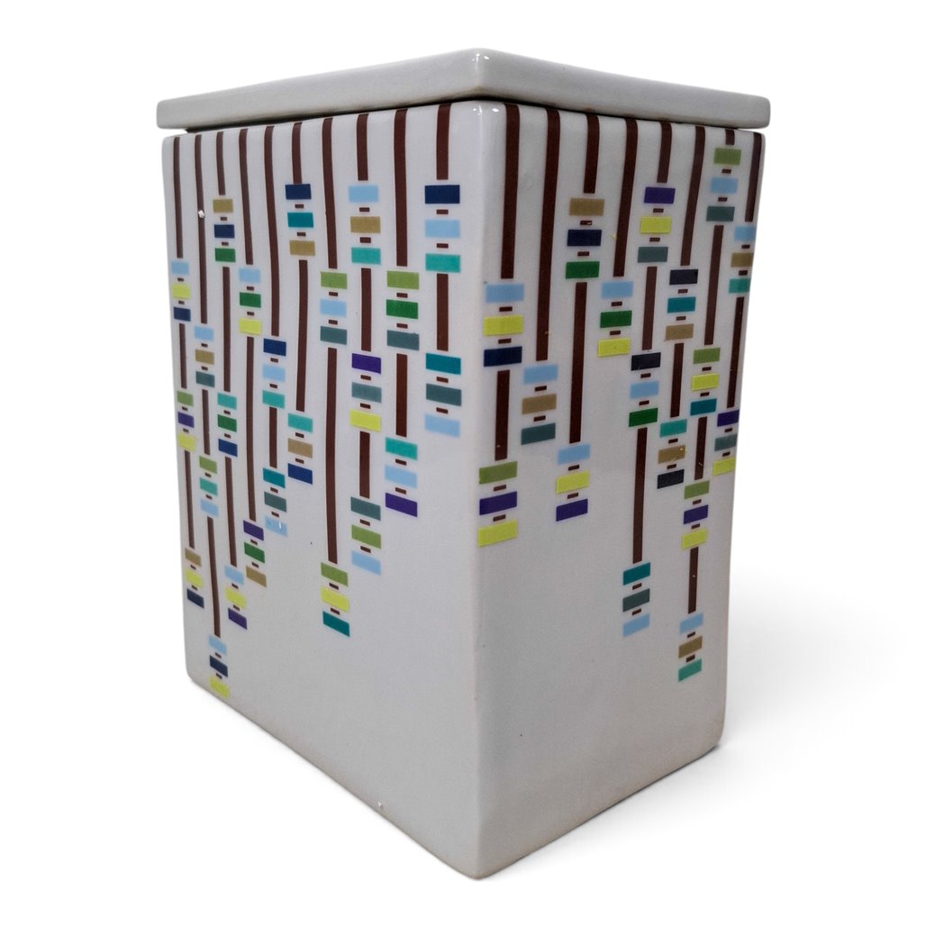 Danny's Fine Porcelain Home Decor Danny's Fine Porcelain Multicolor Stick Vasetall White Vase Featuring Cascading Multicolor Linear - CLOSEOUT SAMPLE SALE