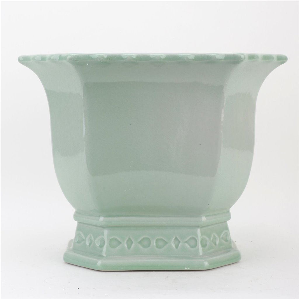 Danny's Fine Porcelain Home Decor Danny's Fine Porcelain Octagonal Footed Planter - Light Green (large)