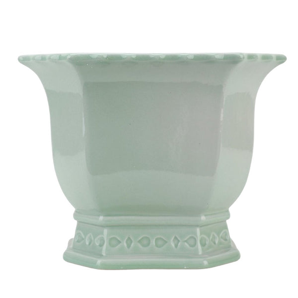 Danny's Fine Porcelain Home Decor Danny's Fine Porcelain Octagonal Footed Planter - Light Green (large)