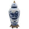 Danny's Fine Porcelain Home Decor Danny's Fine Porcelain Octagonal Lidded Jar With Bronze Ormolu- Blue Willow 60370