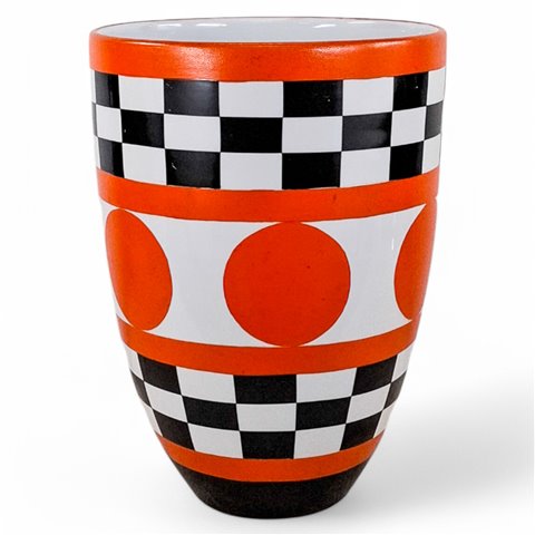 Danny's Fine Porcelain Home Decor Danny's Fine Porcelain Orange Black Checker Planterbold Planter with Orange, Black and - CLOSEOUT SAMPLE SALE