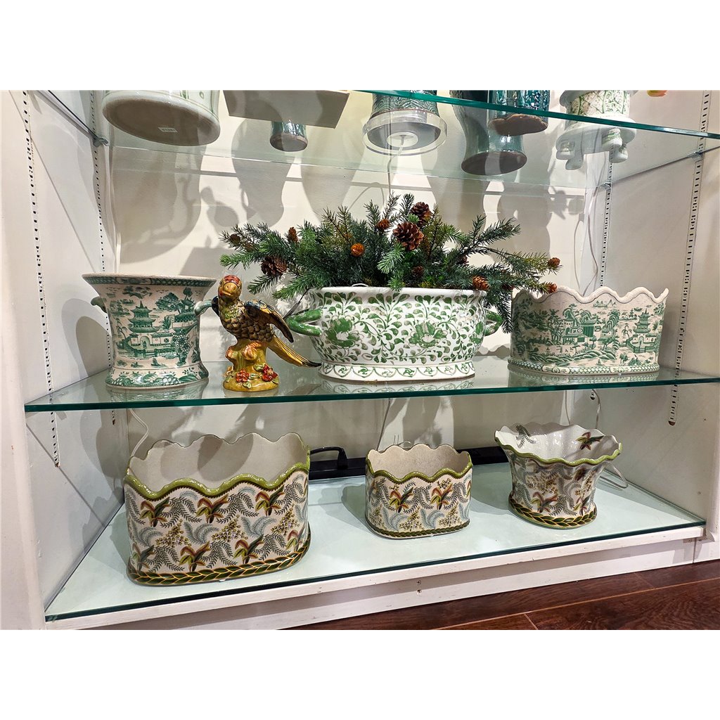 Danny's Fine Porcelain Home Decor Danny's Fine Porcelain Oval Footbath-Green Peony