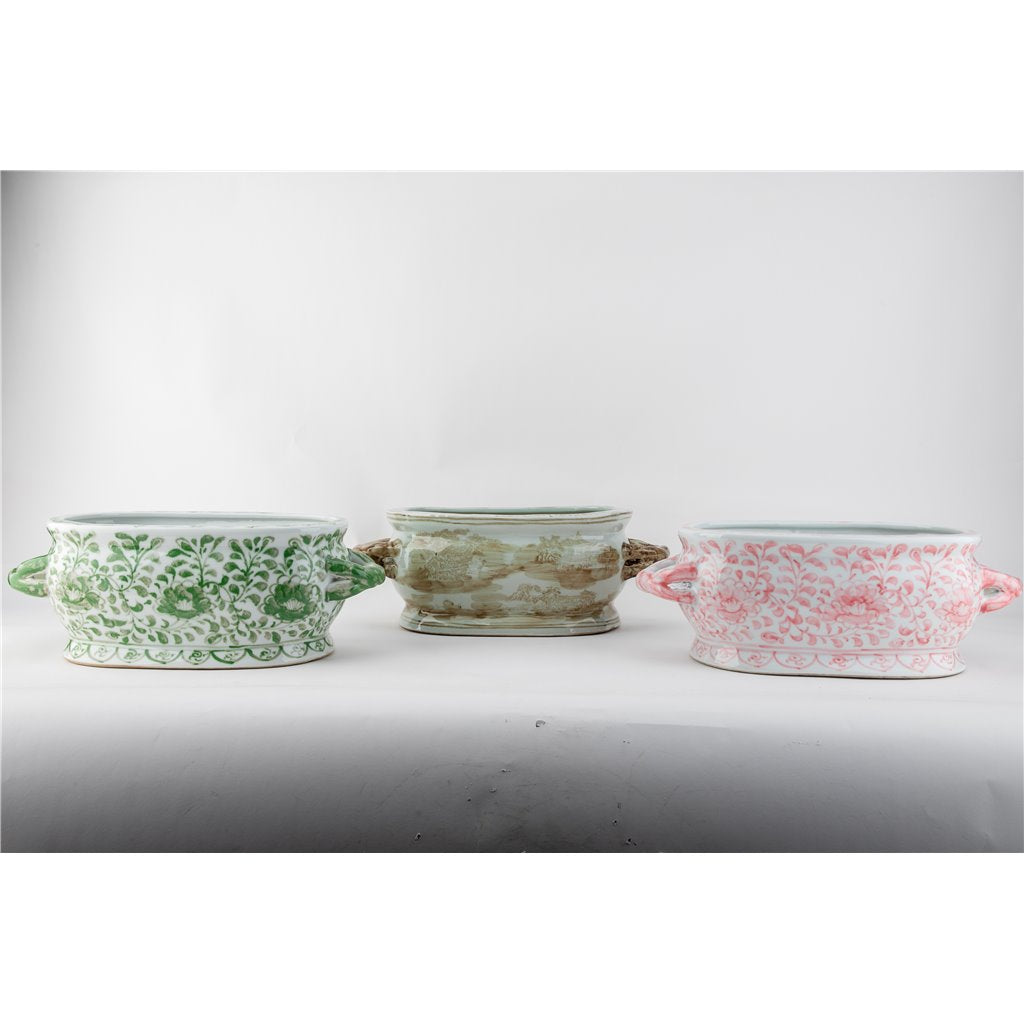 Danny's Fine Porcelain Home Decor Danny's Fine Porcelain Oval Footbath-Green Peony