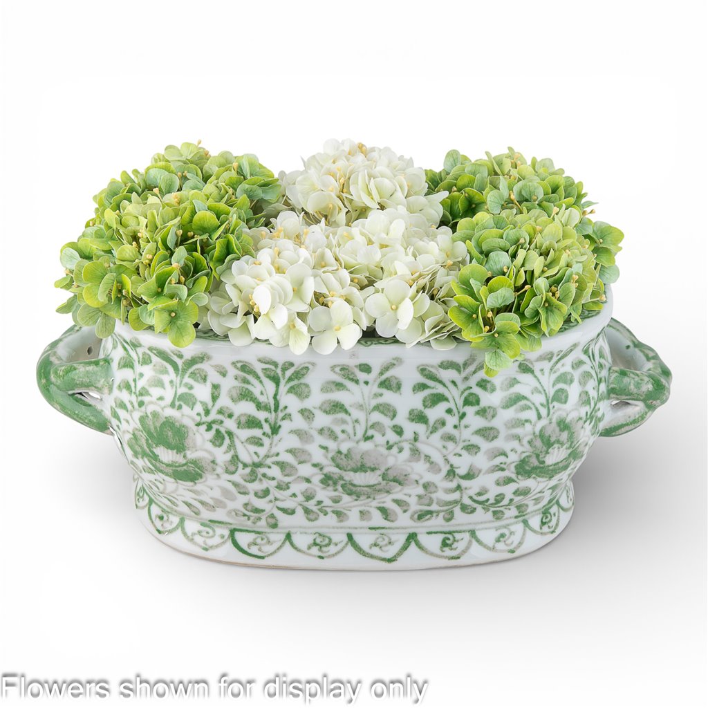 Danny's Fine Porcelain Home Decor Danny's Fine Porcelain Oval Footbath-Green Peony