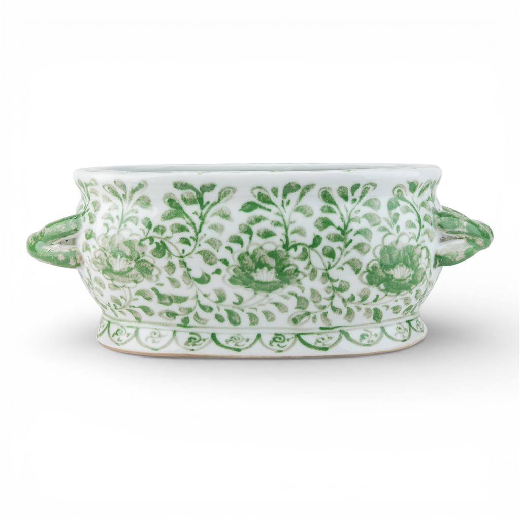 Danny's Fine Porcelain Home Decor Danny's Fine Porcelain Oval Footbath-Green Peony