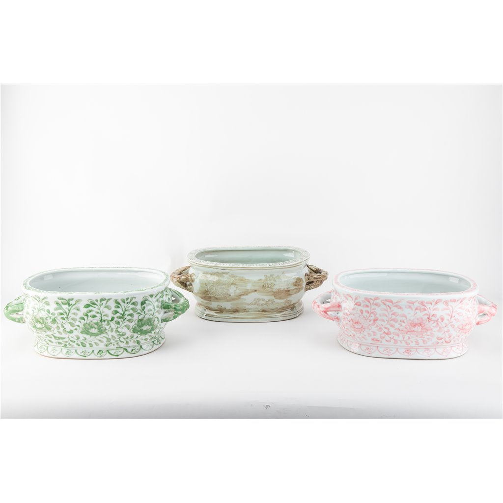 Danny's Fine Porcelain Home Decor Danny's Fine Porcelain Oval Footbath-Pink Peony