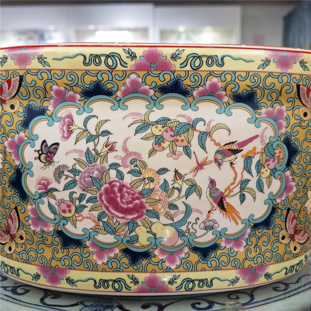 Danny's Fine Porcelain Home Decor Danny's Fine Porcelain Oval Footbath Rose Medallion Large Size – Rose Medallion Porcelain Cachepot