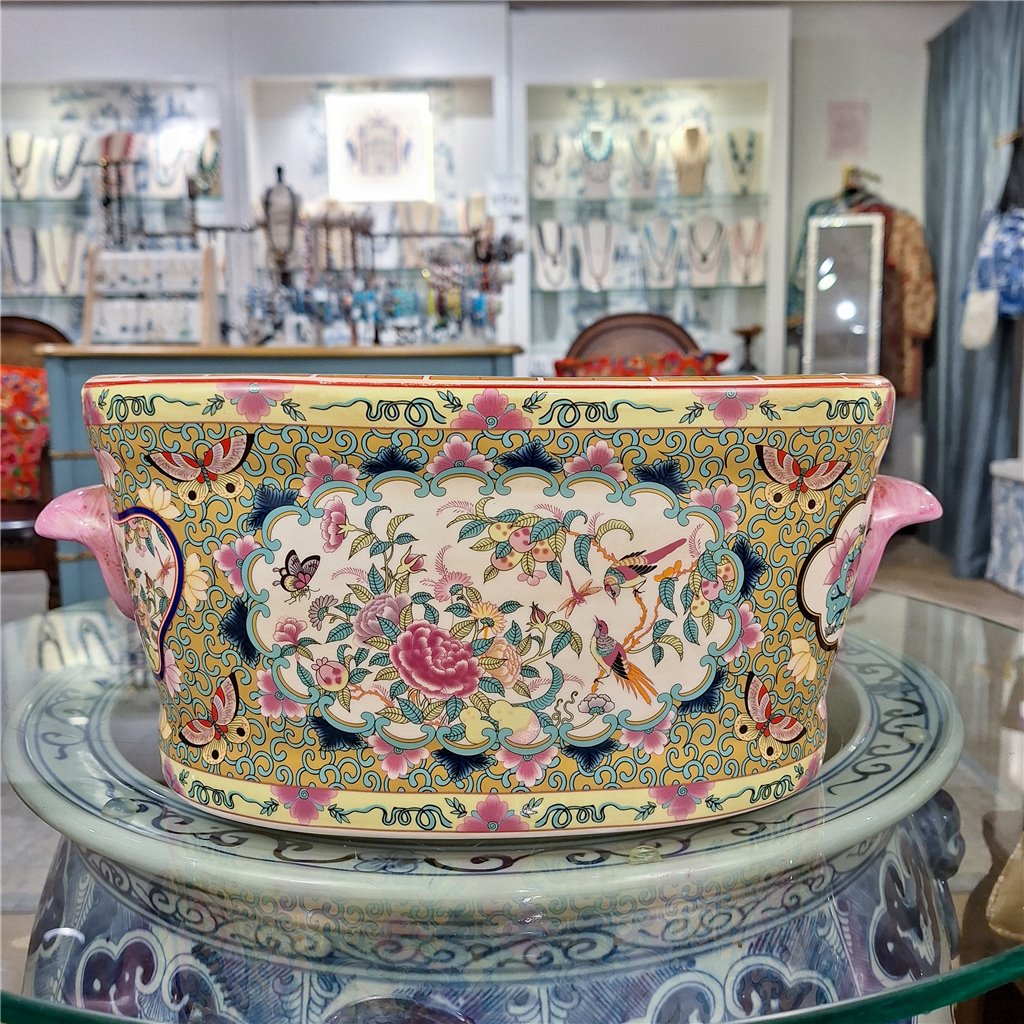 Danny's Fine Porcelain Home Decor Danny's Fine Porcelain Oval Footbath Rose Medallion Large Size – Rose Medallion Porcelain Cachepot