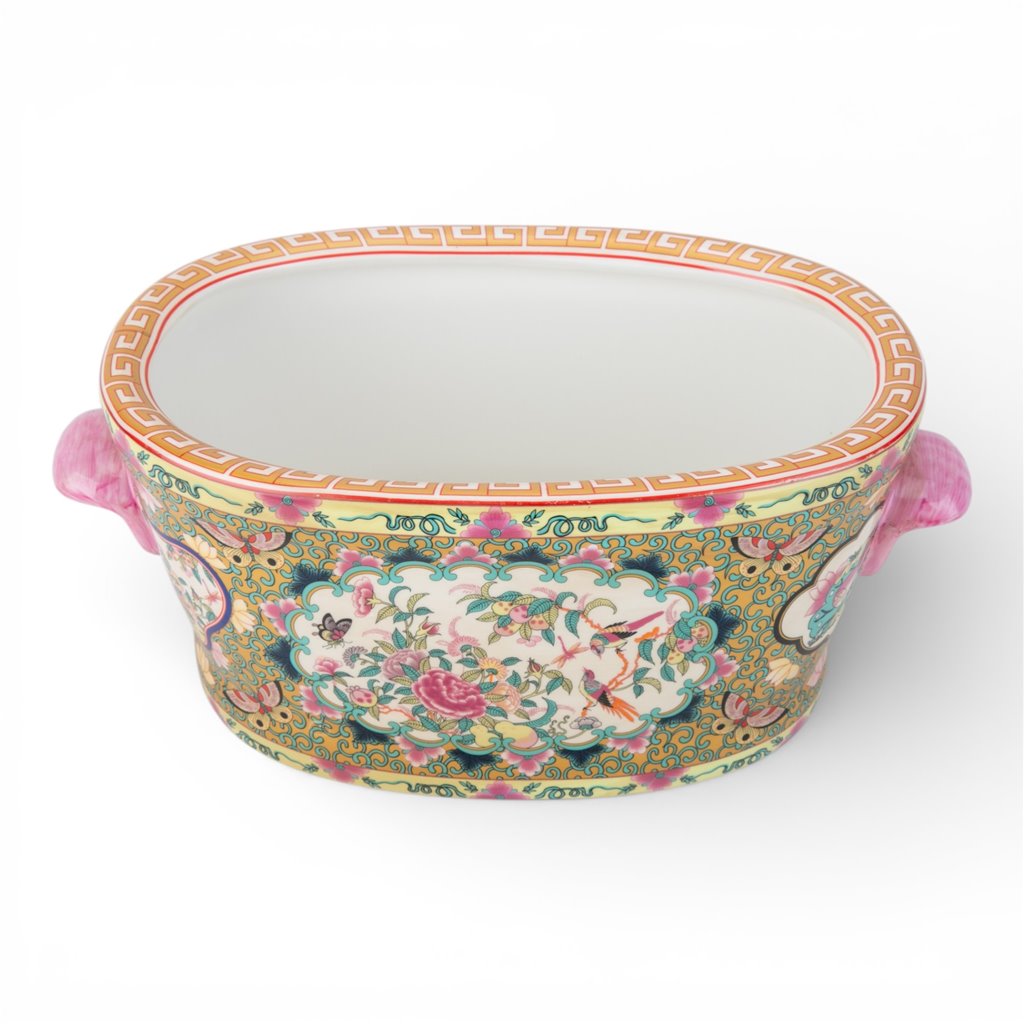 Danny's Fine Porcelain Home Decor Danny's Fine Porcelain Oval Footbath Rose Medallion Large Size – Rose Medallion Porcelain Cachepot