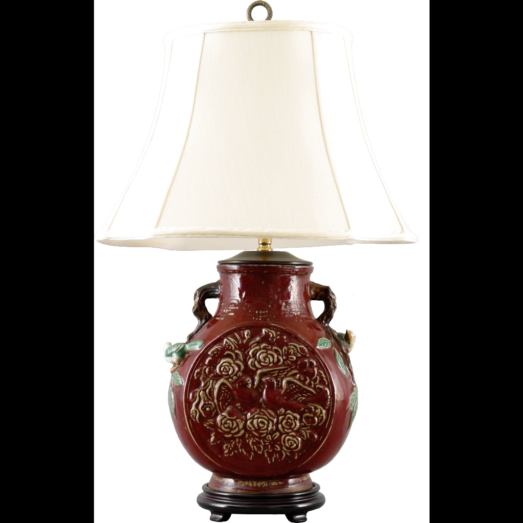 Danny's Fine Porcelain Lighting Danny's Fine Porcelain Oxblood Bird Lamp PAV53