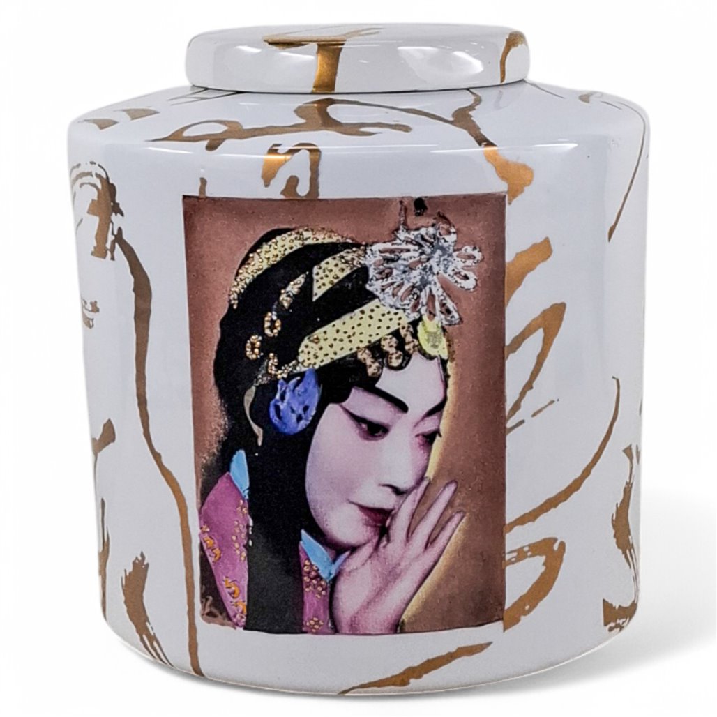 Danny's Fine Porcelain Home Decor Danny's Fine Porcelain Painted Lady Jardecorative Lidded Jar Featuring An Elegant Lady - CLOSEOUT SAMPLE SALE