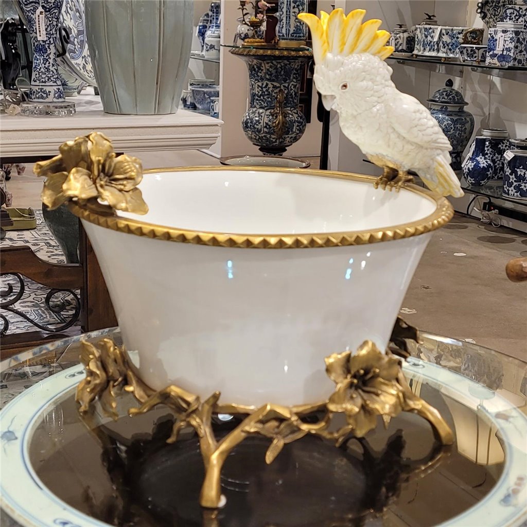 Danny's Fine Porcelain Home Decor Danny's Fine Porcelain Parrot And Bowl With Bronze Ormolu 60382