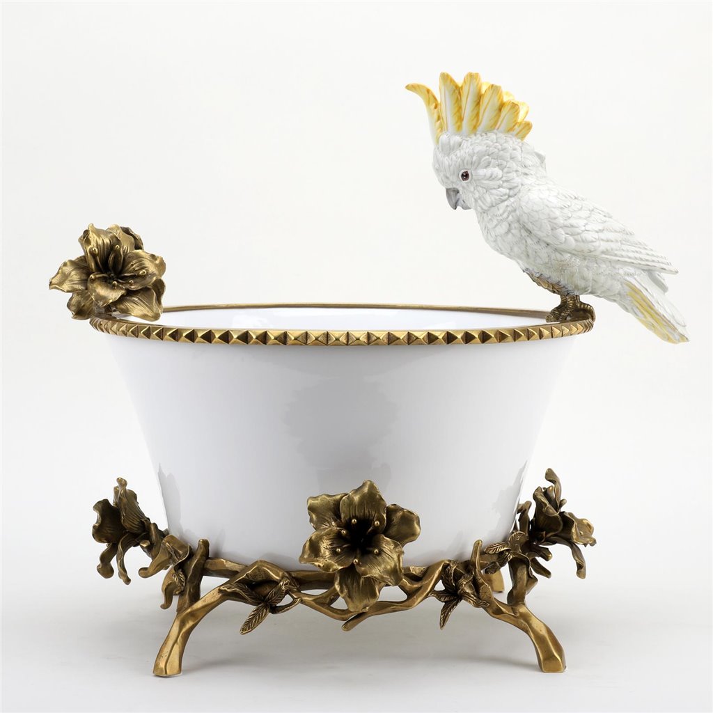 Danny's Fine Porcelain Home Decor Danny's Fine Porcelain Parrot And Bowl With Bronze Ormolu 60382