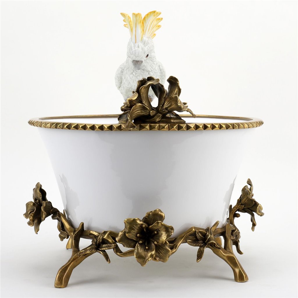 Danny's Fine Porcelain Home Decor Danny's Fine Porcelain Parrot And Bowl With Bronze Ormolu 60382