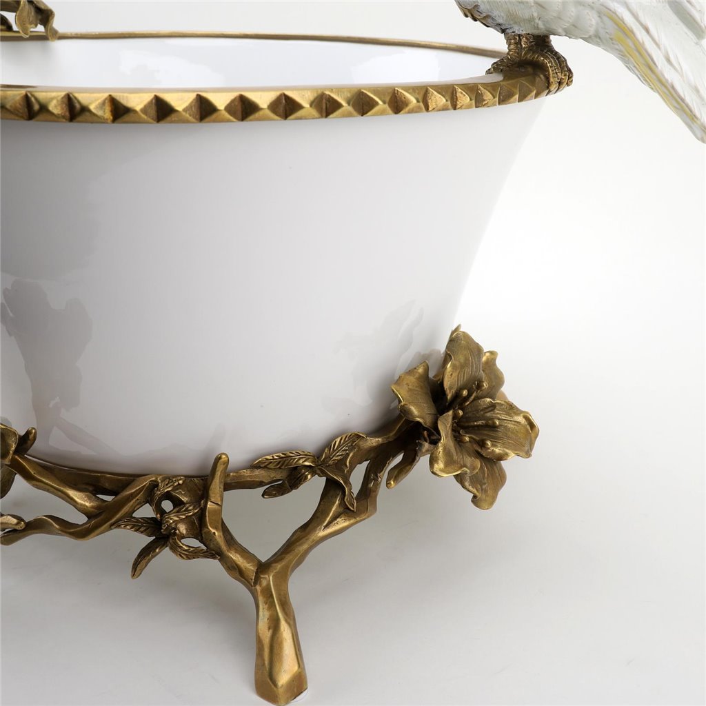 Danny's Fine Porcelain Home Decor Danny's Fine Porcelain Parrot And Bowl With Bronze Ormolu 60382