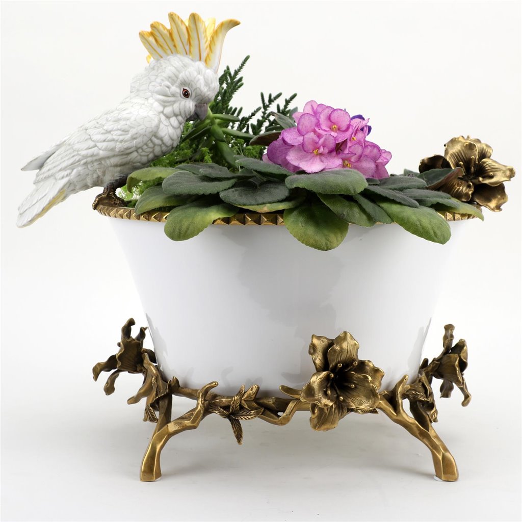 Danny's Fine Porcelain Home Decor Danny's Fine Porcelain Parrot And Bowl With Bronze Ormolu 60382