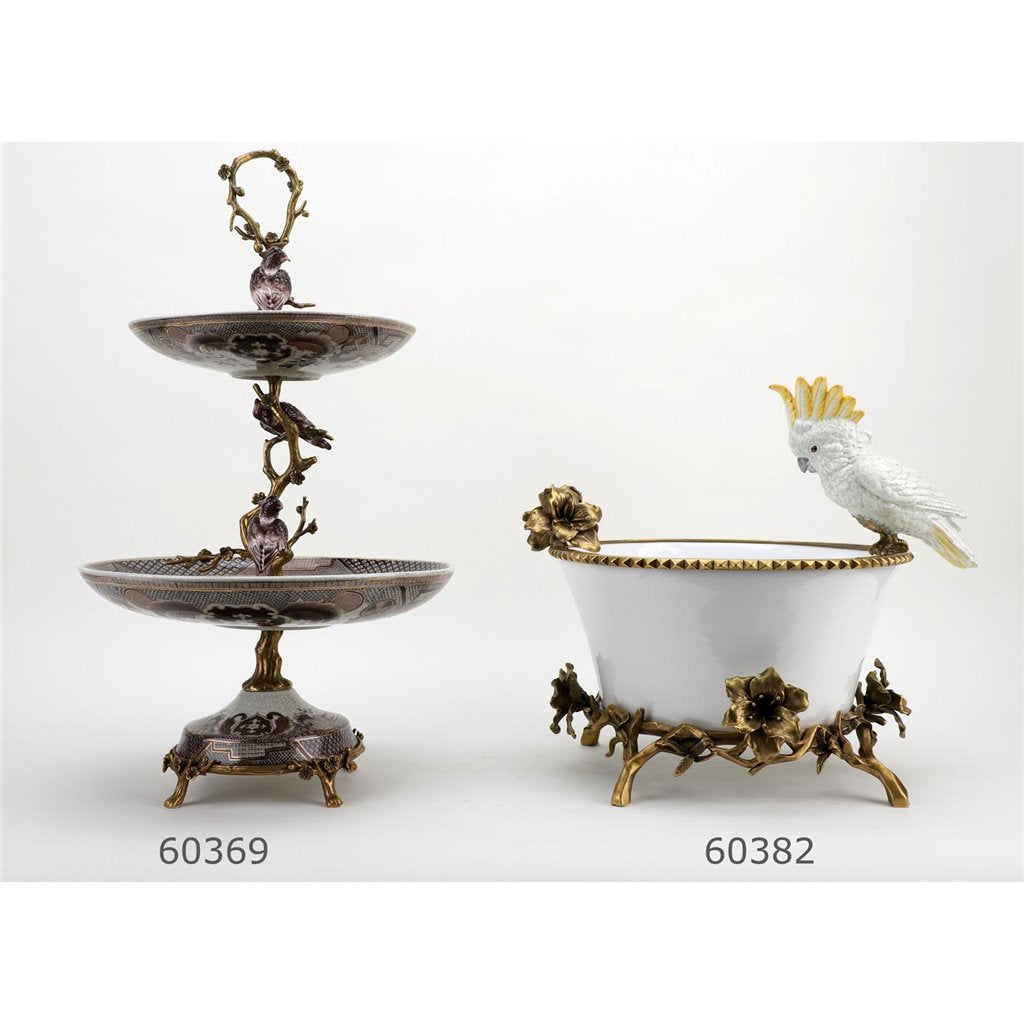 Danny's Fine Porcelain Home Decor Danny's Fine Porcelain Parrot And Bowl With Bronze Ormolu 60382