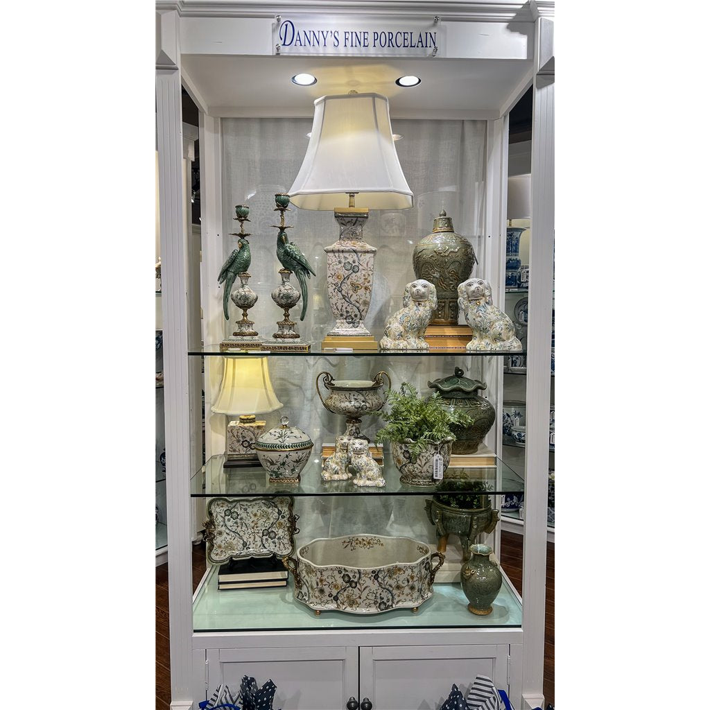 Danny's Fine Porcelain Home Decor Danny's Fine Porcelain Parrot Candle Holder with Bronze Ormolu- Verdant Flight (right) -Each