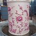 Danny's Fine Porcelain Home Decor Danny's Fine Porcelain Pink and White Round Waste Bin in Embossed Bird Pattern