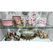 Danny's Fine Porcelain Home Decor Danny's Fine Porcelain Pink and White Round Waste Bin in Embossed Bird Pattern