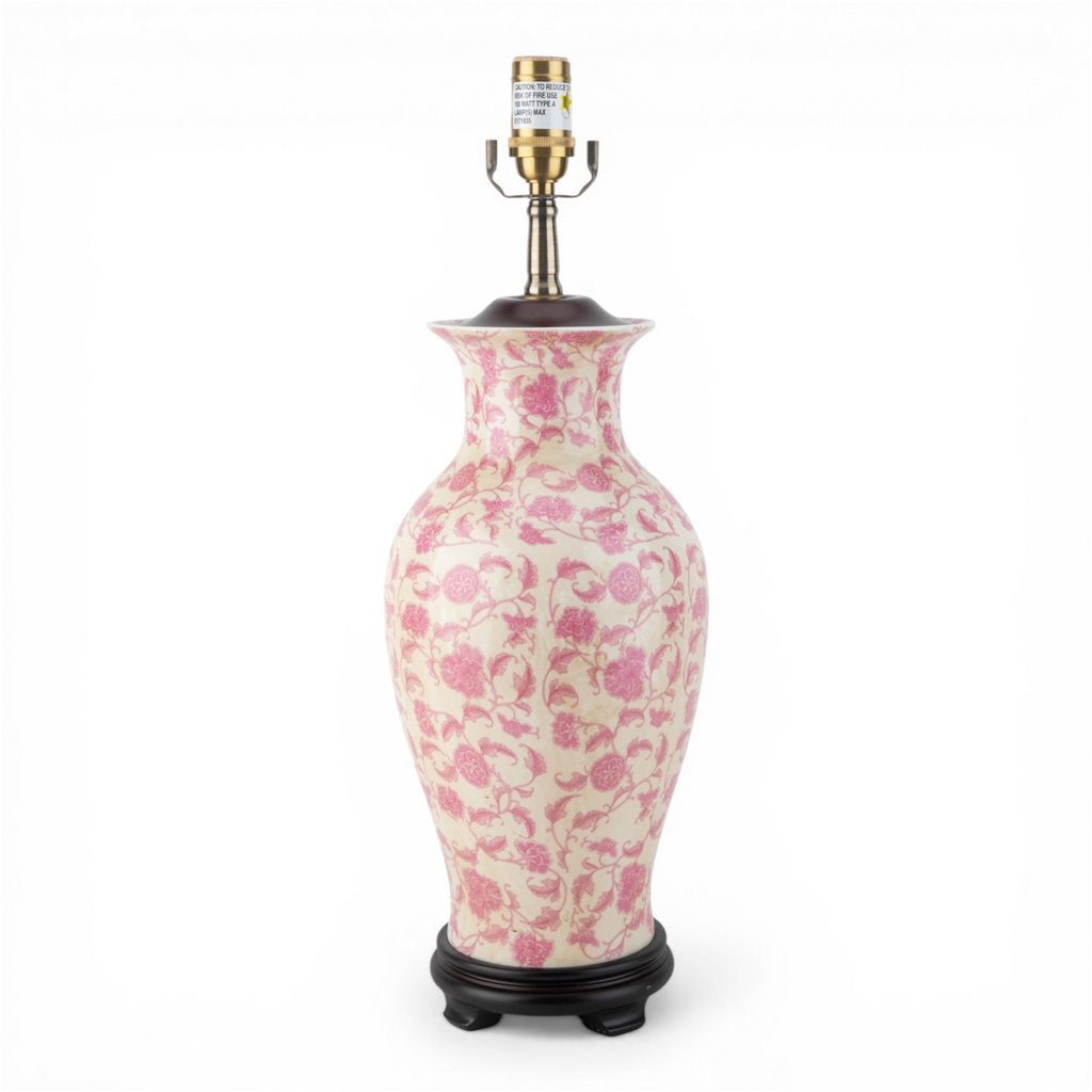 Danny's Fine Porcelain Home Decor Danny's Fine Porcelain Pink Vase Lamp-Pink Florets[108-17-Be]