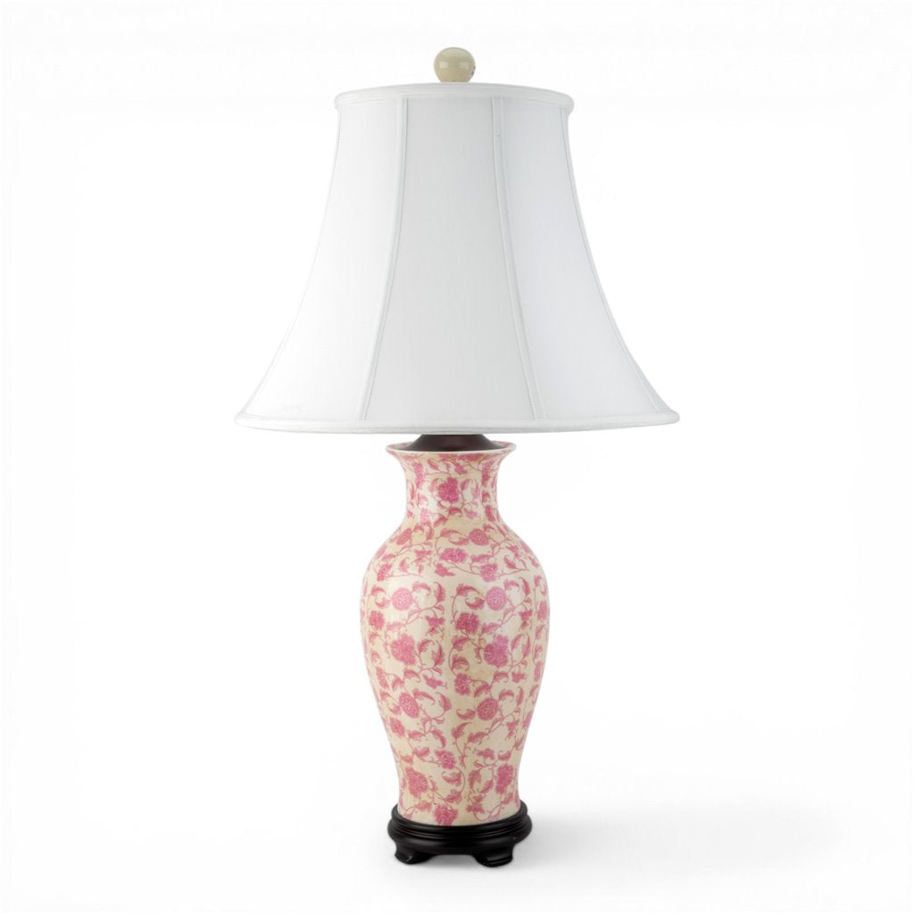 Danny's Fine Porcelain Home Decor Danny's Fine Porcelain Pink Vase Lamp-Pink Florets[108-17-Be]