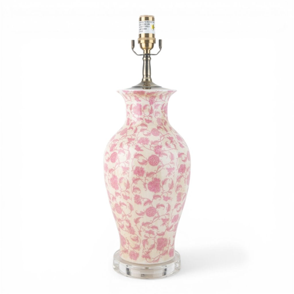 Danny's Fine Porcelain Home Decor Danny's Fine Porcelain Pink Vase Lamp-Pink Florets[2-847-17] Elegant Pink Vase Lamp