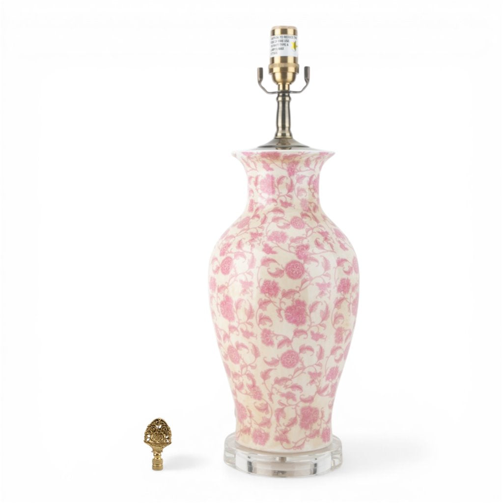 Danny's Fine Porcelain Home Decor Danny's Fine Porcelain Pink Vase Lamp-Pink Florets[2-847-17] Elegant Pink Vase Lamp