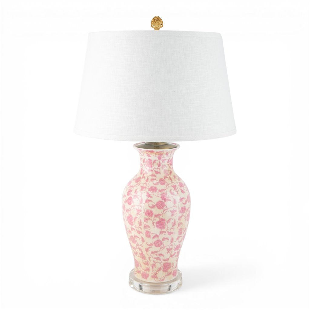 Danny's Fine Porcelain Home Decor Danny's Fine Porcelain Pink Vase Lamp-Pink Florets[2-847-17] Elegant Pink Vase Lamp