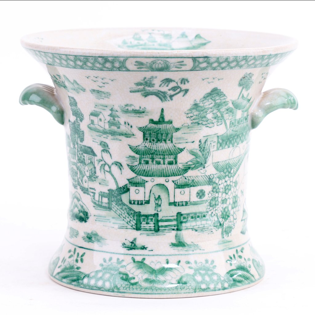 Danny's Fine Porcelain Home Decor Danny's Fine Porcelain Planter - Green and White