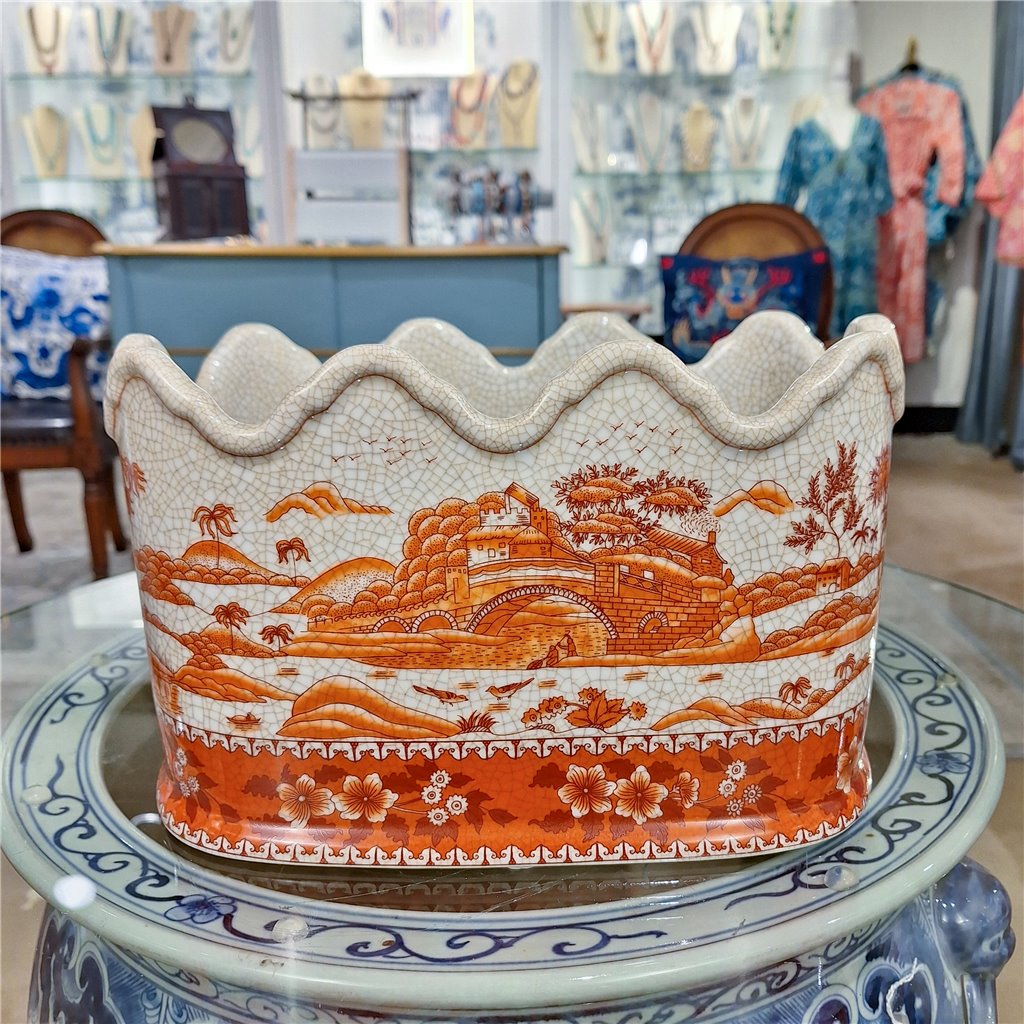 Danny's Fine Porcelain Home Decor Danny's Fine Porcelain Planter- Red And White Willow 14115