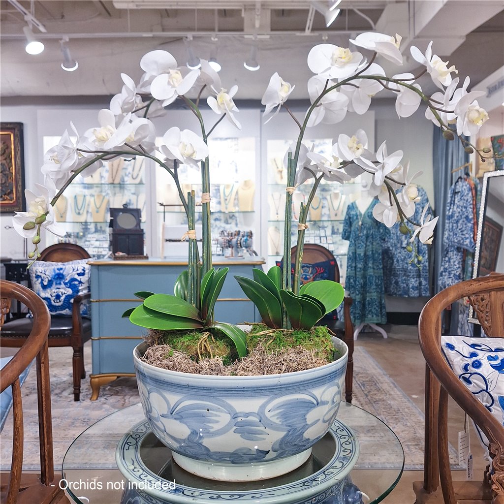 Danny's Fine Porcelain Home Decor Danny's Fine Porcelain Porcelain Aged Blue Floral Round Bowl 51101
