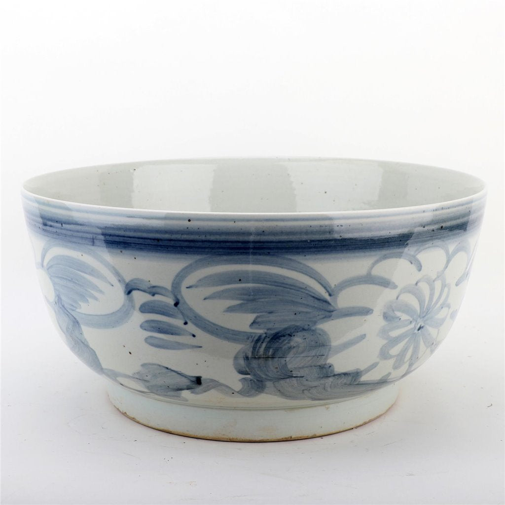 Danny's Fine Porcelain Home Decor Danny's Fine Porcelain Porcelain Aged Blue Floral Round Bowl 51101