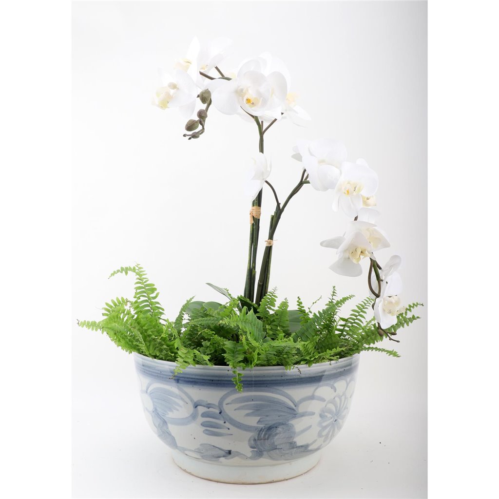 Danny's Fine Porcelain Home Decor Danny's Fine Porcelain Porcelain Aged Blue Floral Round Bowl 51101