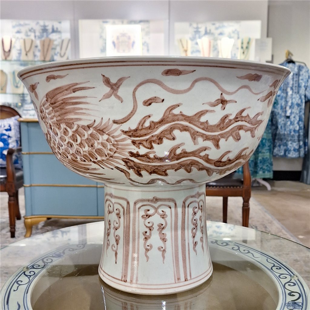 Danny's Fine Porcelain Home Decor Danny's Fine Porcelain Porcelain Aged Rust Phoenix Round Tall Basin 51102
