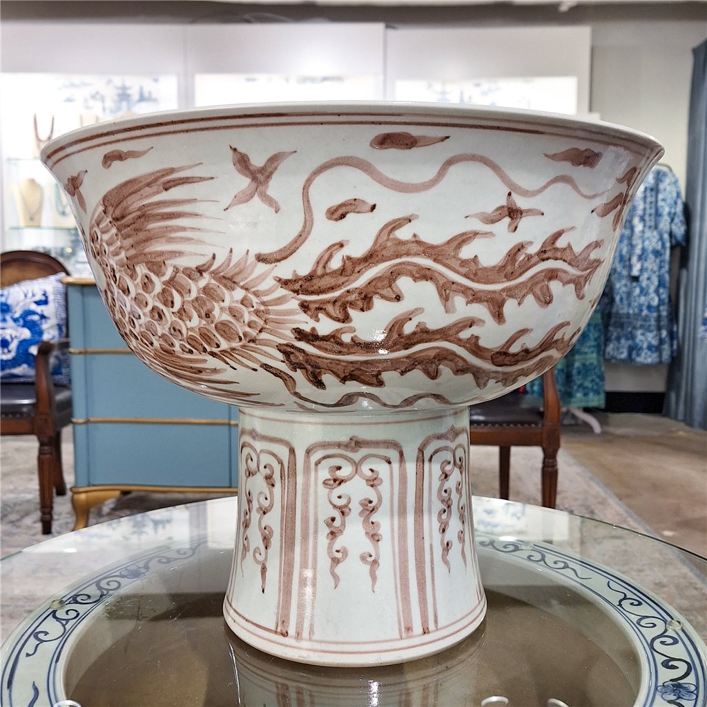 Danny's Fine Porcelain Home Decor Danny's Fine Porcelain Porcelain Aged Rust Phoenix Round Tall Basin 51102