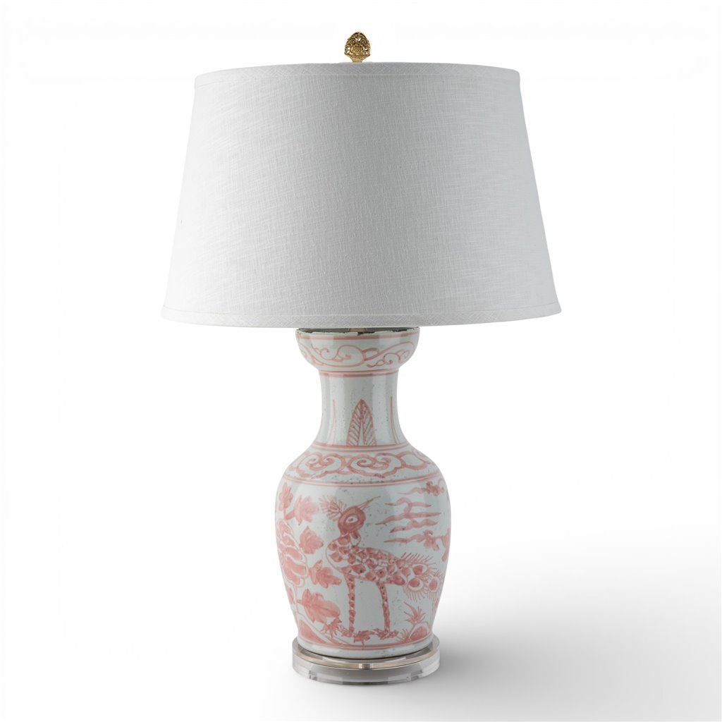Danny's Fine Porcelain Home Decor Danny's Fine Porcelain Porcelain Antiqued Finish Lamp-Red Bird[2-847-17]
